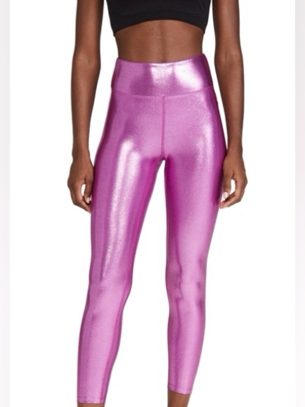 NWOT Heroine Sport Marvel Metallic Pink Magenta Leggings Size L